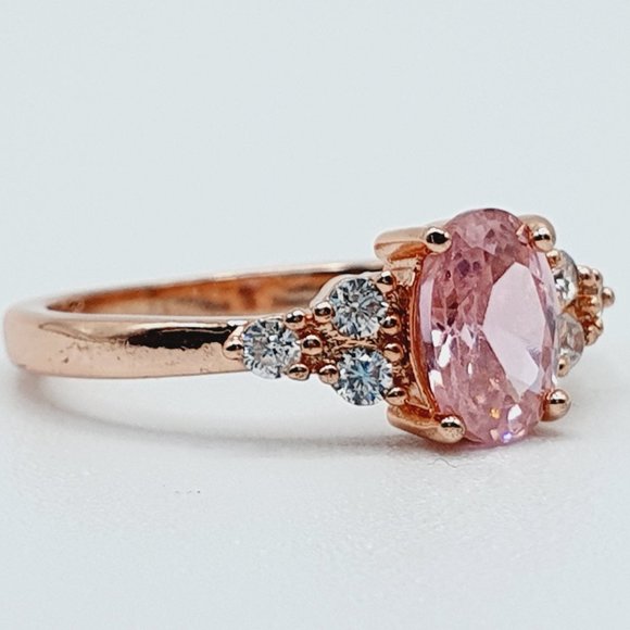 "Sweet Tiny Oval Flower Pink Rose Gold Rings for Women, VIP003 - Picture 11 of 12